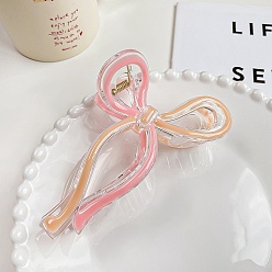 Pink Enamel Bowknot Plastic Large Claw Hair Clips, for Women Girl Thick Hair, Pink, 70x130mm