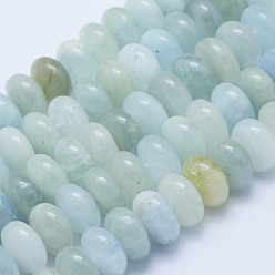 Aquamarine Natural Aquamarine Beads Strands, Rondelle, 16~16.5x8~9mm, Hole: 1mm, about 43pcs/strand, 15.7 inch(40cm)