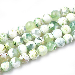 Honeydew Natural Fire Crackle Agate Beads Strands, Dyed, Round, Honeydew, 8mm, Hole: 1mm, about 46~48pcs/strand, 14.56 inch~15.15 inch