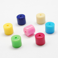 Mixed Color Solid Colour Acrylic Beads, Column, Mixed Color, 8x8x8mm, Hole: 2mm, about 1075pcs/500g