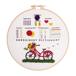 Bicycle DIY Embroidery Kit, including Embroidery Needles & Thread, Linen Cloth, Bicycle, 290x290mm