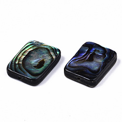 Colorful Natural Abalone Shell/Paua Shell Beads, Rectangle, Colorful, 16.5x12~13x3.5mm, Hole: 1mm