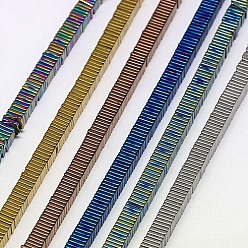 Mixed Color Electroplate Non-magnetic Synthetic Hematite Heishi Beads Strands, Thin Slice Flat Square Beads, Grade A, Mixed Color, 3x3x1mm, Hole: 1mm, bout 400pcs/strand, 16 inch