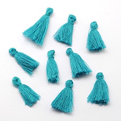 Teal Cotton Thread Tassels Pendant Decorations, Teal, 25~31x5mm, about 39~47pcs/bag