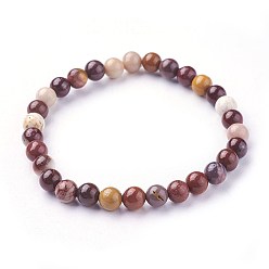 Mokaite Bracelets extensible perles de mookaite naturelles, ronde, 1-7/8 pouces ~ 2-1/8 pouces (4.9~5.3 cm), perles: 6~7 mm