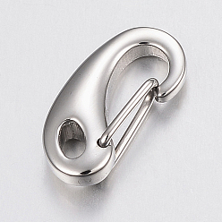 Stainless Steel Color 304 Stainless Steel Push Gate Snap Keychain Clasp Findings, Stainless Steel Color, 15x7.5x3.5mm