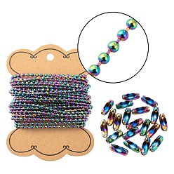 Rainbow Color DIY Jewelry Making Kits, Including 5m Ion Plating(IP) 304 Stainless Steel Ball Chains & 20Pcs Ball Chain Connectors, Rainbow Color, Ball Chains: 3mm