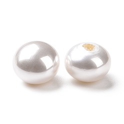 Blanc Abs perles en plastique, coquille d'imitation et perle, la moitié foré, abaque, blanc, 8x6mm, Trou: 1.4mm