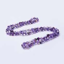 Натуральный Агат Натуральные и окрашенные агатовые бисерные ожерелья, круглые, фиолетовые, 36 дюйм (91.44 см)