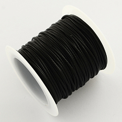 Черный Корейская вощеной шнуры полиэфирные, чёрные, 1 мм, около 10.93 ярдов (10 м) / рулон, 25 рулонов / мешок