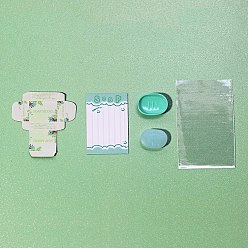 Aquamarine Miniature DIY Soap Packing Kits, Micro Dollhouse Ornaments, Simulation Prop Decorations, Aquamarine, 10~49x14~31x4mm, 5pcs/set