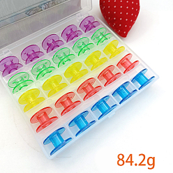 (52) Непрозрачная лаванда Прозрачные пластиковые бобышки, держатели швейных ниток, для швейных инструментов, с ящиком для хранения, разноцветные, 20x10 мм, отверстие : 6 мм, 25 шт / комплект