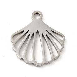 Stainless Steel Color 201 Stainless Steel Pendants, Shell, Stainless Steel Color, 13.5x12.5x1mm, Hole: 1.4mm