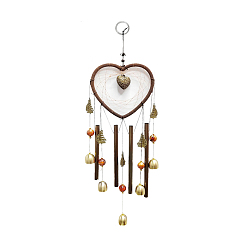 Cœur Carillons éoliens en tube métallique, décorations de pendentif de cloche, avec l'alliage charme, cœur, 550~63 0x160~170 mm