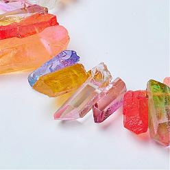 Colorido Hilos de cuentas de cristal de cuarzo natural, teñido, bala, colorido, 17~40x5~16 mm, agujero: 1 mm, sobre 45~49 unidades / cadena, 15.7 pulgada (400 mm)