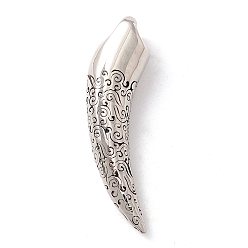 Antique Silver 304 Stainless Steel Pendants, Canine Tooth, Antique Silver, 44x10x9.9mm, Hole: 4mm