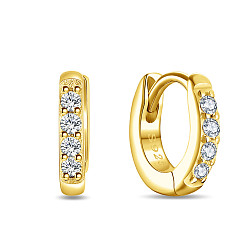 Золотой Серьги-кольца shegrace 925 из стерлингового серебра, гипоаллергенные серьги, с ааа класс фианитами, кольцо, золотые, 10x2 мм