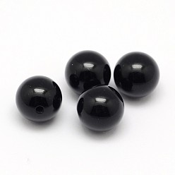 Black Onyx Natural Black Onyx Beads, Half Drilled, Round, Dyed & Heated, 8mm, Hole: 1.5mm