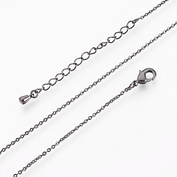 Черный Цвет Металла Латунные кабельные цепи ожерелья, с застежкой омар коготь, металлический черный , 17.51 дюйм (44.5 см)