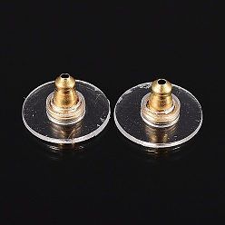 Golden 304 Stainless Steel Ear Nuts, Bullet Clutch Earring Backs with Pad, for Droopy Ears, with Plastic, Golden, 11x6mm, Hole: 1mm