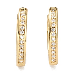 Real 18K Gold Plated Brass Micro Pave Clear Cubic Zirconia Huggie Hoop Earrings, Teardrop, Real 18K Gold Plated, 16x14x2.5~2.7mm, Pin: 1mm