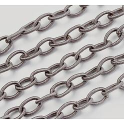 Gris Chaînes de câble en nylon faites à la main, ovale, grises , 8~9x11~13x2mm,  environ 85 cm / chapelet , 33.5 pouce