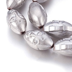 Plaqué Gris Galvaniques perles d'hématite synthétique non magnétique brins, tête de bouddha, platinée, 25.5x15x14mm, Trou: 1.8mm, Environ 15 pcs/chapelet, 15.15 pouce (38.5 cm)