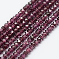 Garnet Natural Garnet Bead Strands, Faceted, Round, 3mm, Hole: 0.5mm, about 120~124pcs/strand, 12.8 inch(325mm)