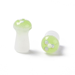 Vert Jaune Perles de verre opaques, champignons, vert jaune, 8x4.5mm, Trou: 1mm, environ 96~98 pcs / sachet 