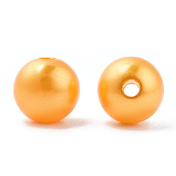 Orange Foncé Perles d'imitation en plastique ABS peintes à la bombe, ronde, orange foncé, 8x9.5mm, Trou: 1.8mm, environ 2080 pcs / 500 g