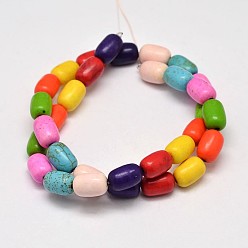 Mixed Color Dyed Barrel Synthetic Turquoise Beads Strands, Mixed Color, 12x8mm, Hole: 1mm, about 31pcs/strand, 15.7 inch