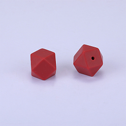 Brique Rouge Perles de silicone hexagonales, perles à mâcher pour les jouets de dentition, Diy soins infirmiers colliers faisant, firebrick, 23x17.5x23mm, Trou: 2.5mm