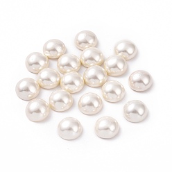 White Shell Pearl Half Drilled Beads, Half Round, White, 12x7mm, Hole: 1mm
