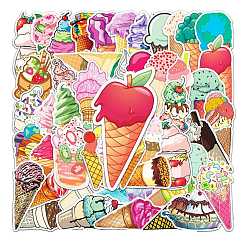 Ice Cream Waterproof PVC Plastic Sticker Labels, Self-adhesion, for Card-Making, Scrapbooking, Diary, Planner, Cup, Mobile Phone Shell, Notebooks, Ice Cream Pattern, 2.5~4.5cm