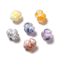 Mixed Color UV Plating Rainbow Iridescent Acrylic Beads, Spiral Shape, Mixed Color, 14x11.5~12mm, Hole: 1.6mm