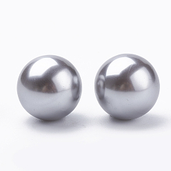 Gris Clair Perles d'imitation en plastique écologique, haut lustre, Grade a, ronde, gris clair, 40mm, Trou: 3.8mm