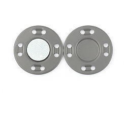 Gray Iron Magnetic Buttons Snap Magnet Fastener, Flat Round, for Cloth & Purse Makings, Gray, 1.25x0.15cm