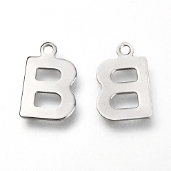 Letter B 201 Stainless Steel Charms, Alphabet, Letter.B, 12x7.8x0.6mm, Hole: 1.2mm
