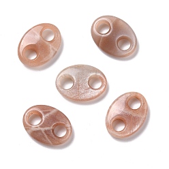 Sunstone Natural Sunstone Connector Charms, Pig Nose, 25x18x6.5mm, Hole: 6mm