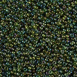 Желто-Зеленый 12/0 круглый стеклянный бисер класса А, прозрачные цвета радуги, желто-зеленый, 12/0, 2x1.5 мм, отверстие : 0.9 мм, около 30000 шт / упаковка