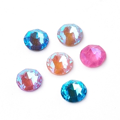 Mixed Color Glass Rhinestone Cabochons, Mocha Fluorescent Style,  Flat Back, Faceted, Fluorescent, Half Round, Mixed Color, 5x2mm