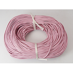Pink Шнур натуральной кожи, кожаный шнур ювелирных изделий, ювелирные изделия DIY делает материал, круглые, окрашенные, розовые, 1 мм