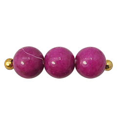 Medium Violet Red Natural Mashan Jade Round Beads Strands, Dyed, Medium Violet Red, 6mm, Hole: 1mm, about 69pcs/strand, 15.7 inch