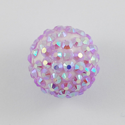 Plum Resin Rhinestone Beads, AB Color, Round, Plum, 12x10mm, Hole: 2mm