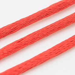 Red Nylon Cord, Satin Rattail Cord, for Beading Jewelry Making, Chinese Knotting, Red, 2mm, about 50yards/roll(150 feet/roll)
