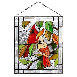 Bird Stained Acrylic Window Planel with Chain, for Window Suncatcher Home Hanging Ornaments, Bird, 200x150mm