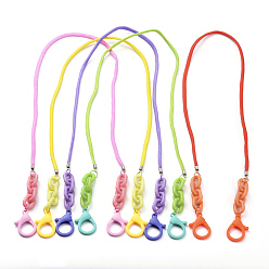 Mixed Color Personalized Dual-use Items, Necklaces or Eyeglasses Chains, with Polyester & Spandex Cord Ropes, Iron Cord End, Acrylic Linking Rings and Plastic Lobster Claw Clasps, Mixed Color, 26.77 inch(68cm)