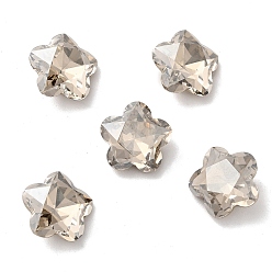 Satín K 9 cabujones de diamantes de imitación de cristal, puntiagudo espalda y dorso plateado, facetados, flor del ciruelo, satén, 12x6 mm