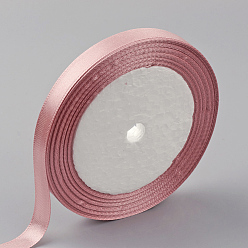 Pink Single Face Satin Ribbon, Polyester Ribbon, Pink, 1/4 inch(6mm), about 25yards/roll(22.86m/roll), 10rolls/group, 250yards/group(228.6m/group)