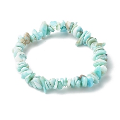 Larimar Bracelets extensibles en perles de larimar naturelles pour enfants, diamètre intérieur: 1-7/8 pouce (4.8~5.1 cm)